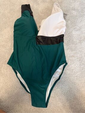 GabiFresh x Swimsuits for all one-piece swimsuit in teal, white & black